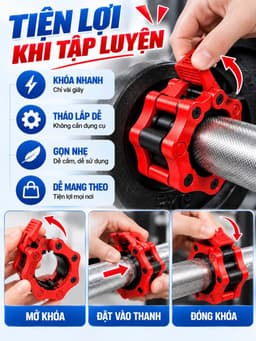 Kẹp Khóa Thanh Đòn Tạ KINGBOX, Khóa Tạ Bản Nâng Cấp Rộng 50mm Phù Hợp Với Thanh Đòn 50mm 6