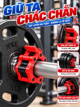Kẹp Khóa Thanh Đòn Tạ KINGBOX, Khóa Tạ Bản Nâng Cấp Rộng 50mm Phù Hợp Với Thanh Đòn 50mm 8