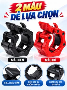 Kẹp Khóa Thanh Đòn Tạ KINGBOX, Khóa Tạ Bản Nâng Cấp Rộng 50mm Phù Hợp Với Thanh Đòn 50mm 2