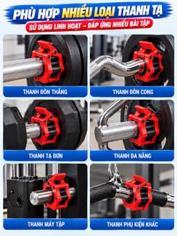 Kẹp Khóa Thanh Đòn Tạ KINGBOX, Khóa Tạ Bản Nâng Cấp Rộng 50mm Phù Hợp Với Thanh Đòn 50mm 5