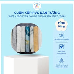 Cuộn dán tường PVC (60cmx 3m) vân đá hoa cương sẵn keo bóc dán trang trí dán tường, chống thấm nước, dễ vệ sinh 5