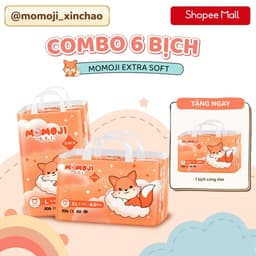 Combo 6 Bịch Tã Bỉm Dán/Quần Momoji Extra Soft NB/S/M/L/XL/XXL/XXXL Mềm Mại, Siêu Mỏng, Siêu Thấm Hút, An Toàn Cho Bé 1