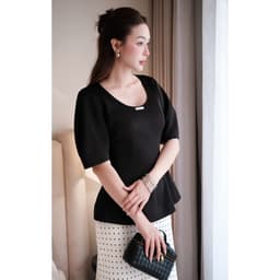 Áo Peplum Cổ Trứng Tay Phồng Chất Tafta Lụa Tag MACI MCAATDE0421 Thời Trang Nữ Thiết Kế Độc Quyền 2