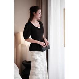 Áo Peplum Cổ Trứng Tay Phồng Chất Tafta Lụa Tag MACI MCAATDE0421 Thời Trang Nữ Thiết Kế Độc Quyền 5