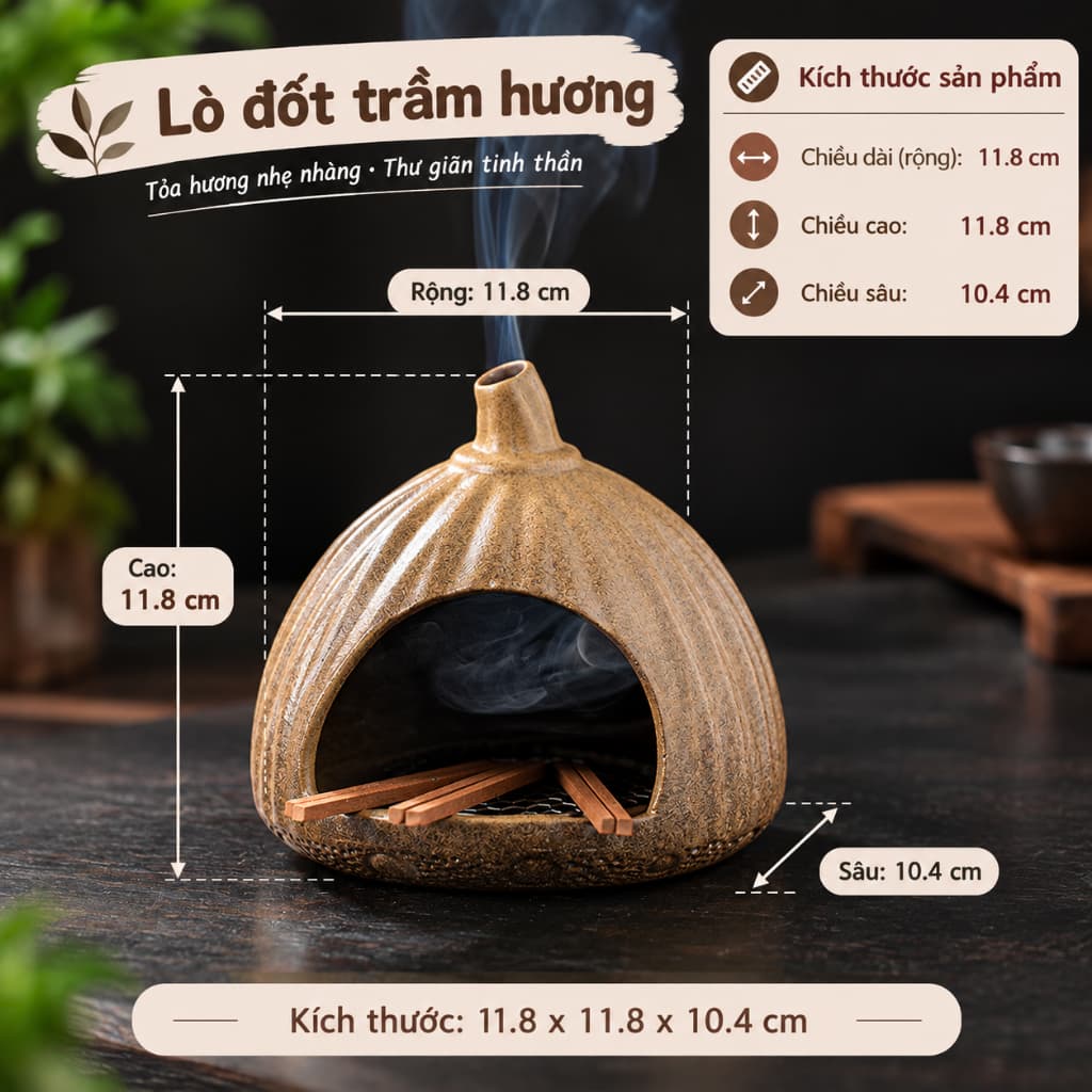 Lư xông trầm gốm cổ điển - Tinh tế và sang trọng cho không gian sống