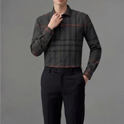 Áo Sơ Mi Nam DGC Dài Tay Kẻ Ô Công Sở - Mềm Mịn, Co Giãn Thoải Mái, Dễ Phối Đồ SASDBF114M 4
