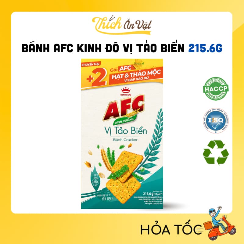 Bánh Afc Kinh Đô Vị Tảo Biển 215.6g (+ 2 Gói Afc Hạt & Thảo Mộc Vị Bắp Xào Bơ) - Thích Ăn Vặt