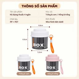Hũ đựng thuốc 4 ngăn nhỏ gọn thiết kế mới dễ thương có tay xách 8