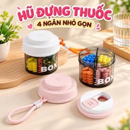 Hũ đựng thuốc 4 ngăn nhỏ gọn thiết kế mới dễ thương có tay xách 1