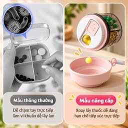 Hũ đựng thuốc 4 ngăn nhỏ gọn thiết kế mới dễ thương có tay xách 4
