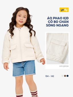 Áo Phao Trẻ em YODY Cổ Bo Chần Sóng Ngang Lót Lông Siêu Ấm, Siêu Nhẹ, Áo Bomer bé TRA KCPJ25F034 1