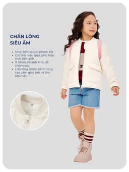 Áo Phao Trẻ em YODY Cổ Bo Chần Sóng Ngang Lót Lông Siêu Ấm, Siêu Nhẹ, Áo Bomer bé TRA KCPJ25F034 5