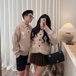 𝟏𝟒𝐚𝐦.𝐬𝐭𝐮𝐝𝐢𝐨 | Áo Len Polo Cổ Bẻ Cardigan Nam Nữ Thêu Trái Tim Chữ A Form Rộng Đồ Đôi Thu Đông 1