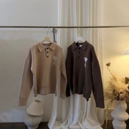 𝟏𝟒𝐚𝐦.𝐬𝐭𝐮𝐝𝐢𝐨 | Áo Len Polo Cổ Bẻ Cardigan Nam Nữ Thêu Trái Tim Chữ A Form Rộng Đồ Đôi Thu Đông 5