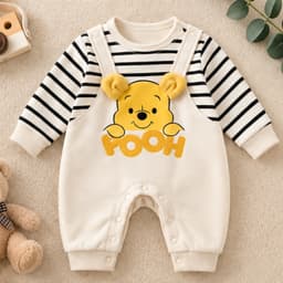 [Mở Bán](5-15kg) Body Áo Kẻ Liền Yếm Gấu POOH | Chất Zip Cotton Mềm Mại | CUTE, Ấm Áp Cho Bé Yêu 2