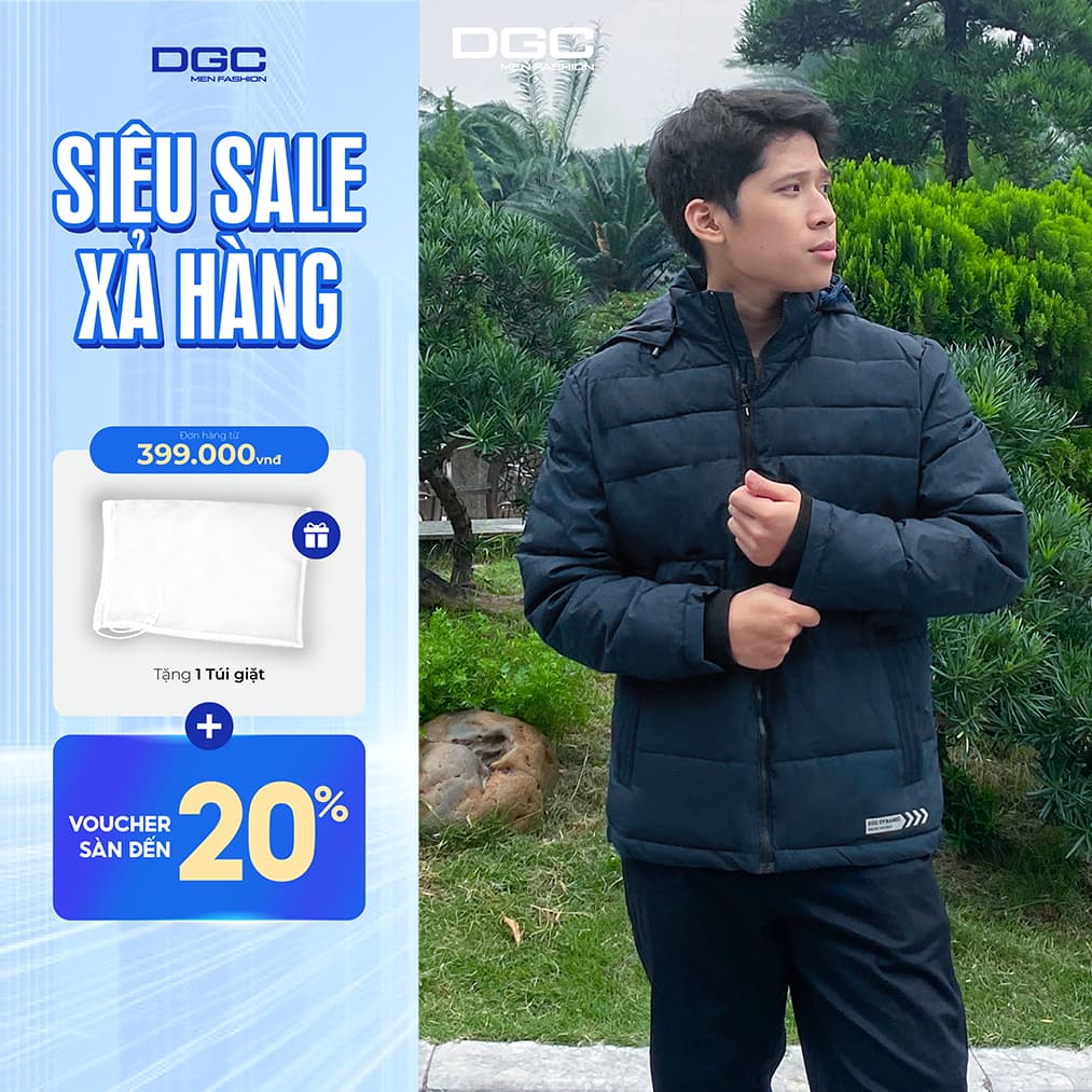 Áo phao dáng ngắn WAJKBD233M-S - Vải chống thấm nước, chống bụi bẩn