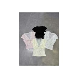 Áo kiểu nữ ren hoa mai LYNLUX cao cấp, áo croptop cổ V thắt nơ ngực quyến rũ co dãn thoáng mát 9
