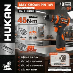 Máy Khoan Pin 16V HUKAN G1-K45HD Lực Siết 45Nm, 3 Chức Năng Có Búa - Động Cơ Không Chổi Than 2