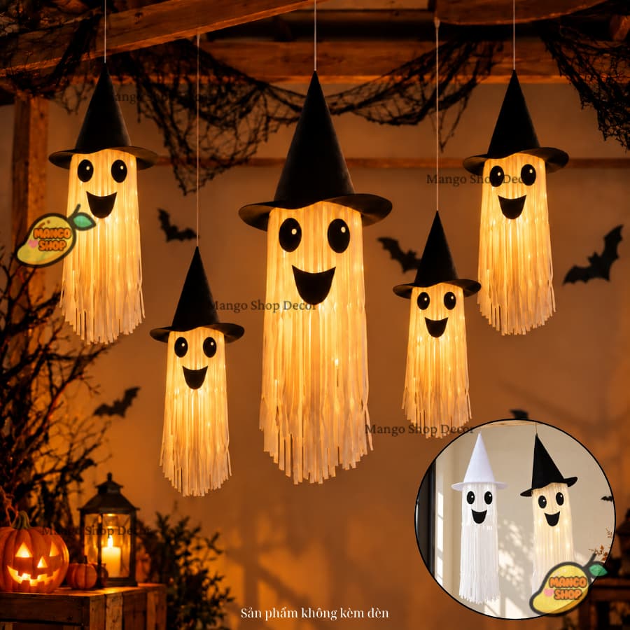 Con Ma Tua Rua Đội Mũ Phù Thủy Treo Decor Trang Trí Lễ Hội Hóa Trang Halloween
