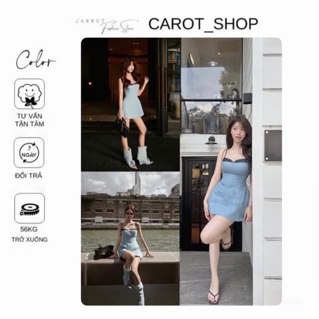 ( BIGSIZE ) VN177 Váy chữ A dáng 2 dây cúp tôn v1 chất liệu jean ép keo 2 lớp phối đá đen by CarrotShop