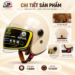 Mũ bảo hiểm 3/4 kính dài đa năng cho Nam Nữ, che nắng, mưa, chống lóa, Nhiều màu sắc thời trang 1
