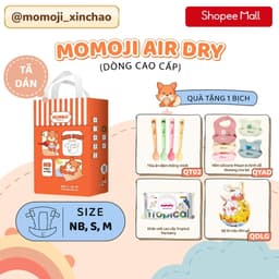 Tã Dán Momoji Air Dry+ NB/S/M/L/XL/XXL/XXXL Êm Mềm Mịn, Siêu Mỏng, Siêu Khô Thoáng, An Toàn Cho Bé 1