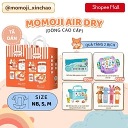 Combo 2 Tã Bỉm Dán Momoji Air Dry+ NB/S/M/L/XL/XXL/XXXL Êm Mềm Mịn, Siêu Mỏng, Siêu Khô Thoáng, An Toàn Cho Bé 1