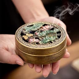 Lư gốm xông trầm ao sen màu sắc cổ điển 3