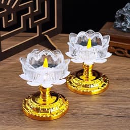 Combo 2 Đèn Thờ Hoa Sen Dùng 2 Viên Pin AA,Đèn Thờ Trang Trí Thần Tài- Gia Tiên- Thờ Phật 2