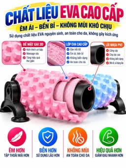 Con Lăn Massage Nâng Cấp HC Sport  4 Giác Hút, Foam Roller Thư Giãn Lưng Chân Tại Nhà 6