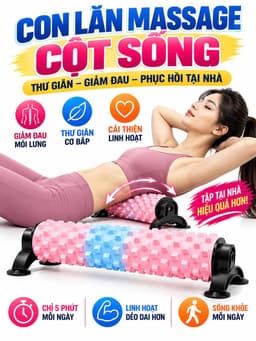 Con Lăn Massage Nâng Cấp HC Sport  4 Giác Hút, Foam Roller Thư Giãn Lưng Chân Tại Nhà 2