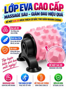 Con Lăn Massage Nâng Cấp HC Sport  4 Giác Hút, Foam Roller Thư Giãn Lưng Chân Tại Nhà 5