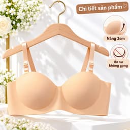 Áo ngực su cúp ngang có thể tháo dây được, áo lót cúp ngang size 34-36-38-40 nâng 3cm chất su mềm mát 2
