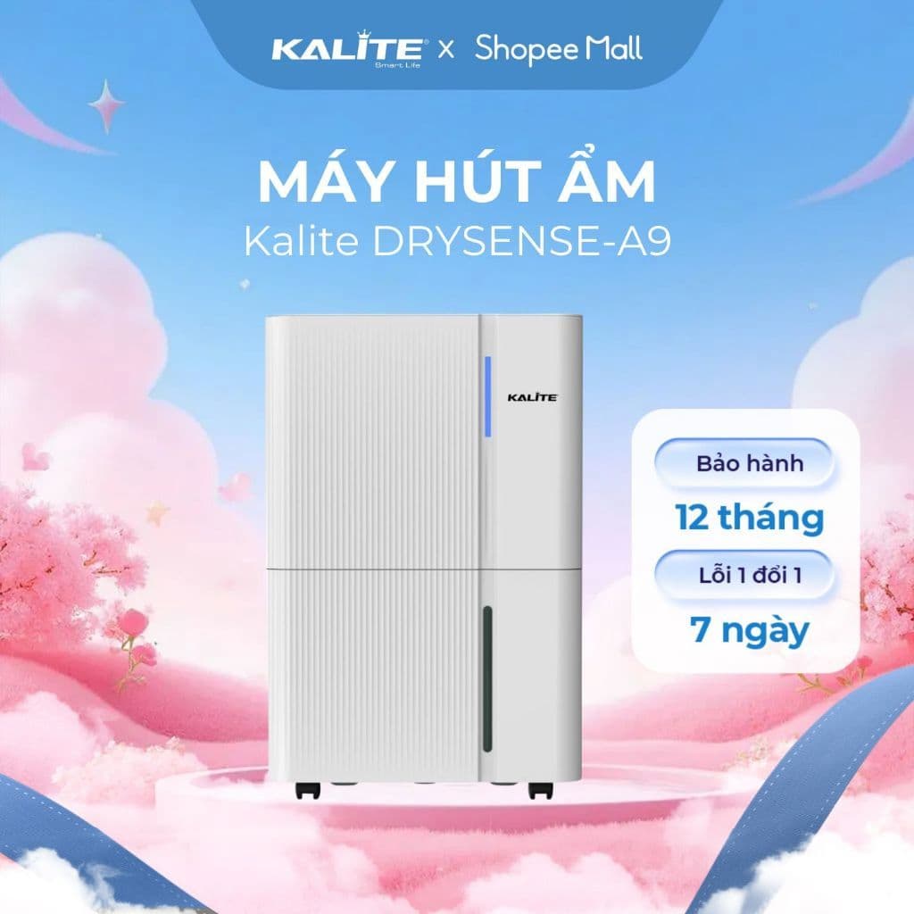 Máy Hút Ẩm KALITE Drysense-A9 - Công Nghệ Ion Âm Giảm Âu Lo - Dung Tích Bình Chứa Lớn 5L