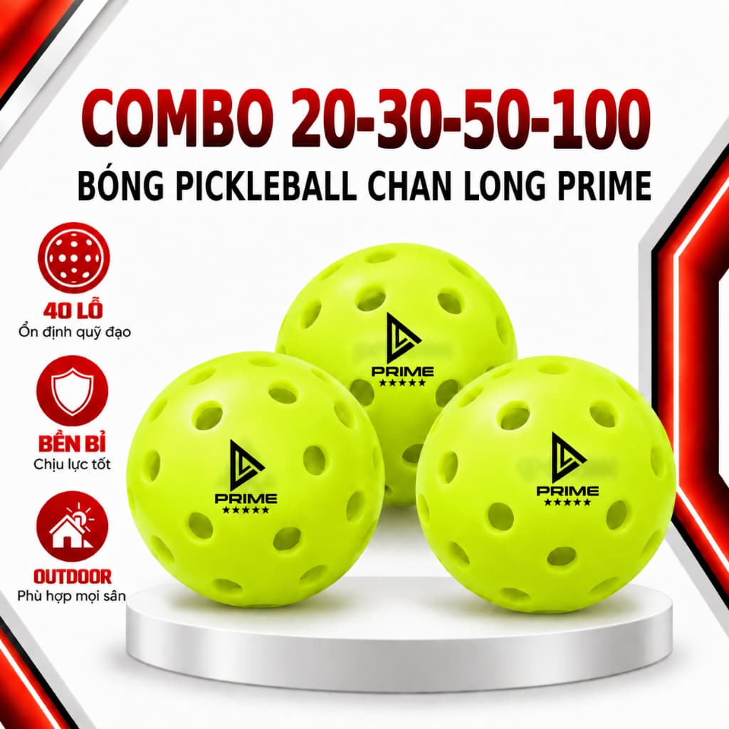 [CHÍNH HÃNG] Combo 20/30/50/100 Bóng Pickleball CHANLONG PRIME, Bóng Outdoor Bền Bỉ, Bay Ổn Định