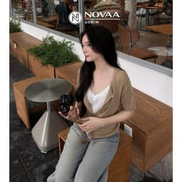NOVAA - Quần jean nữ ống rộng cạp cao chất liệu jean denim mềm tôn dáng QJ03 5