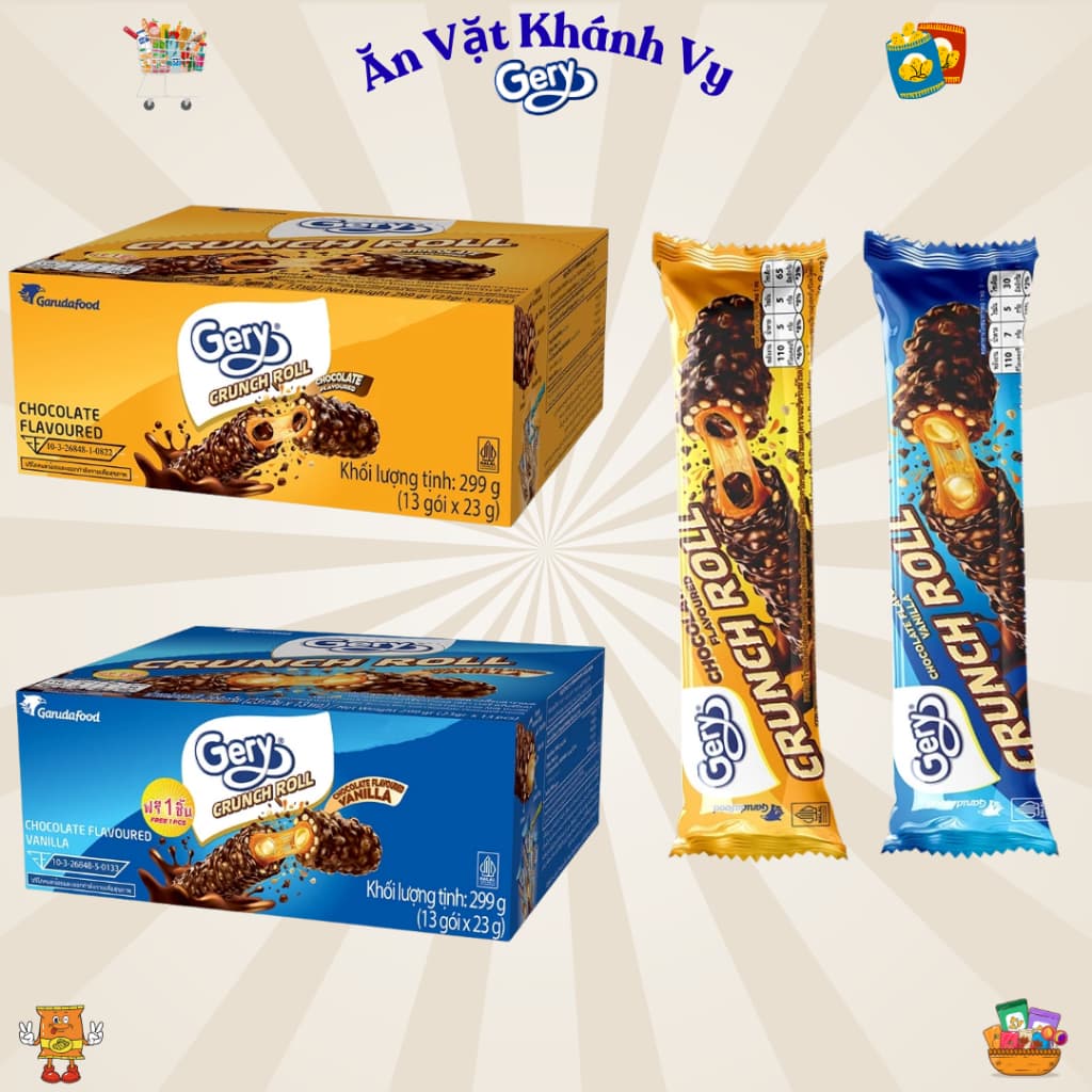 Bánh Cuộn Gery Crunch Roll Phủ Socola - HÀNG CHÍNH HÃNG