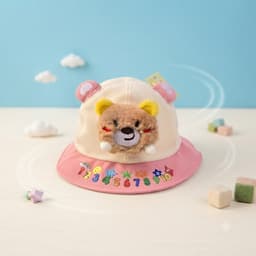 Mũ bucket cho bé hình gấu nổi 3D kèm hoạ tiết số đáng yêu - Nón tai bèo trẻ em chất cotton thoáng mát 2