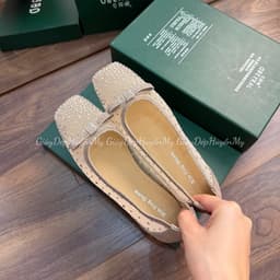 [ Giày Dép Huyền My ] Giày Búp Bê Nữ Đính Đá Độn Đế 4cm Phối Nơ Hàng Cao Cấp Full Hộp - LT71 3