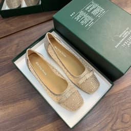 [ Giày Dép Huyền My ] Giày Búp Bê Nữ Đính Đá Độn Đế 4cm Phối Nơ Hàng Cao Cấp Full Hộp - LT71 4