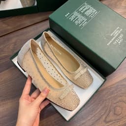 [ Giày Dép Huyền My ] Giày Búp Bê Nữ Đính Đá Độn Đế 4cm Phối Nơ Hàng Cao Cấp Full Hộp - LT71 5