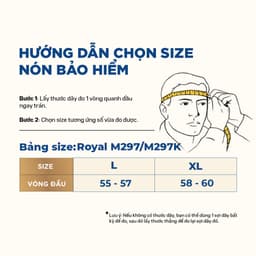 Mũ Bảo Hiểm Nửa Đầu Royal M297 Lưỡi Trai, Size L và XL, Đạt Chuẩn Đi Xe Máy, Chính Hãng Nhà Sản Xuất 2