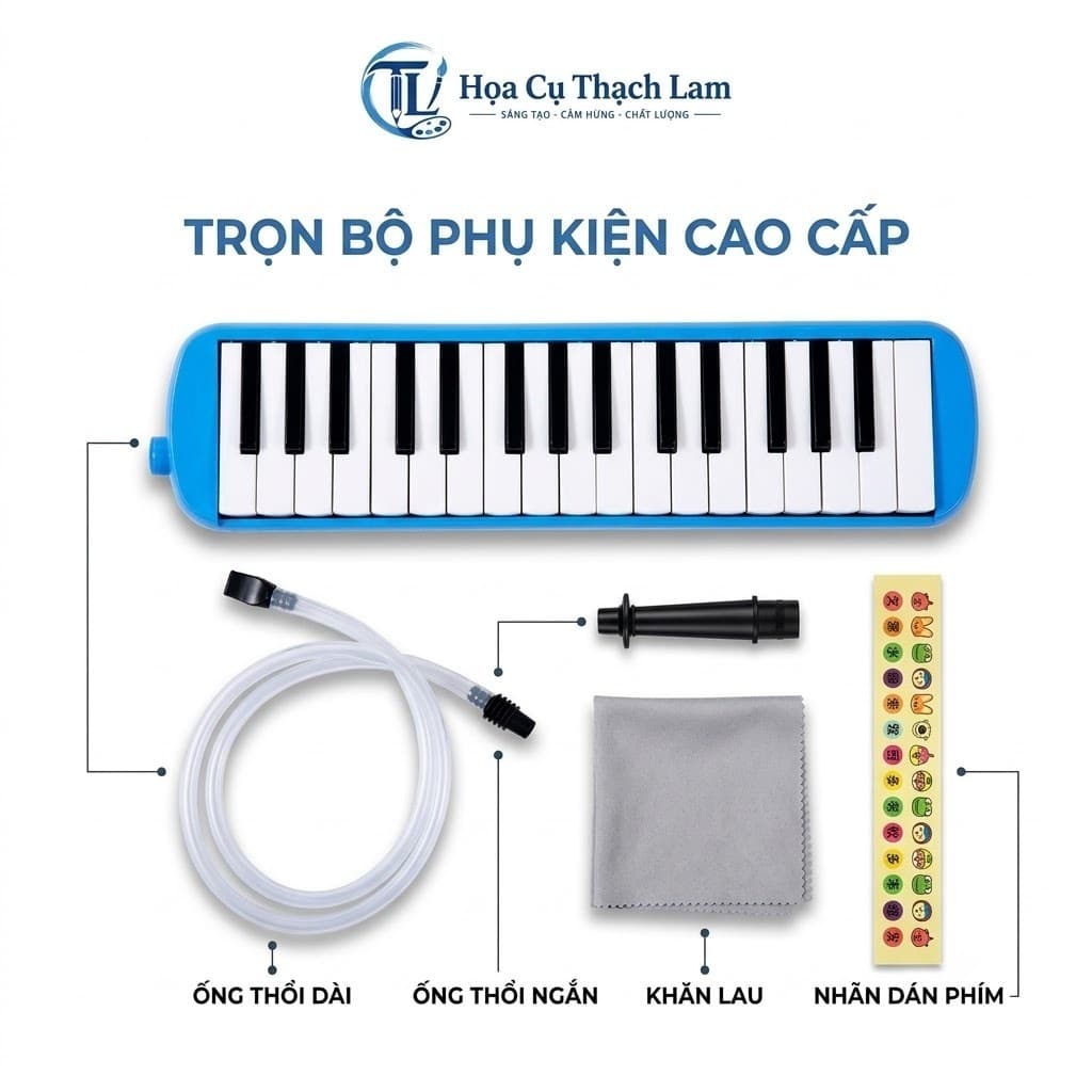 [Tặng 12 bút màu] Đàn Kèn Melodica 32 Phím Đầy Đủ Phụ Kiện Kèm Theo, Dễ Học  Cho Người Mới Bắt Đầu