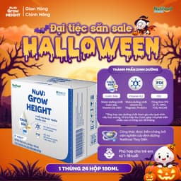 Sữa Nước Nuvi Grow Height (Thùng 24 Hộp 180m Ít Ngọt ) - Hỗ Trợ Phát Triển Chiều Cao 1