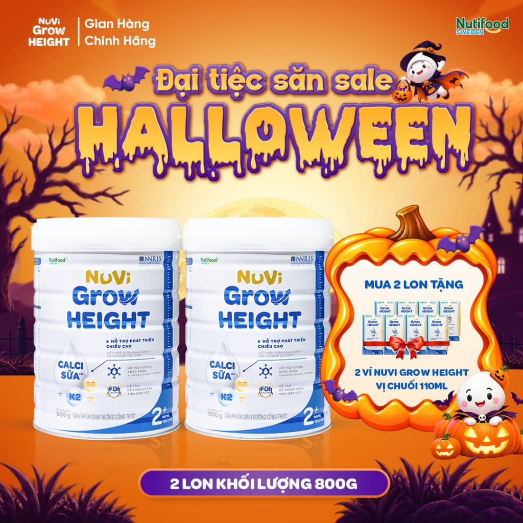 Sữa Bột Nuvi Grow Height 2+ (2 Lon 800G Tặng 2 Vỉ Sữa Nước) Phát Triển Chiều Cao Dành Cho Trẻ Trên 2 Tuổi