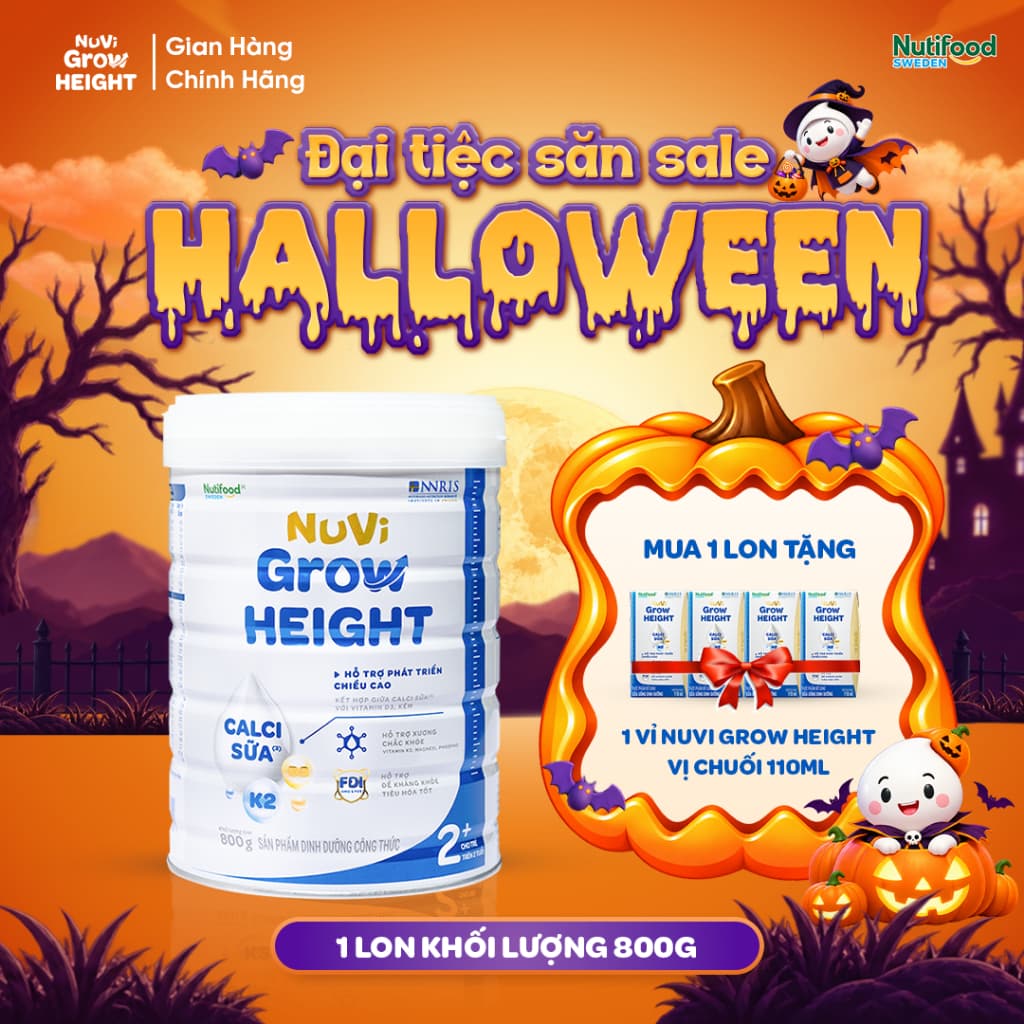 Sữa Nuvi Grow Height 2+ (800G) Hỗ Trợ Phát Triển Chiều Cao Dành Cho Trẻ Trên 2 Tuổi