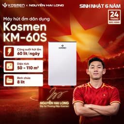Máy Hút Ẩm Kosmen KM-60S Công Suất 60 lít/ngày, Công Nghệ Ion Âm - Hàng Chính Hãng 1