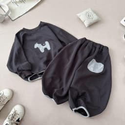 Bộ Đồ Bé Trai Nỉ 2 Da Hình Cún Con Dễ Thương Áo Dài Tay Quần Jogger Bo Gấu Năng Động 7-27kg - KIẾN DESIGN - BO208 4