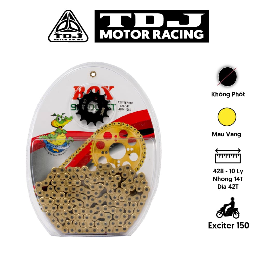 Bộ Nhông Sên Dĩa Kiểu EXCITER 150 (Màu Vàng) Thương Hiệu BOX