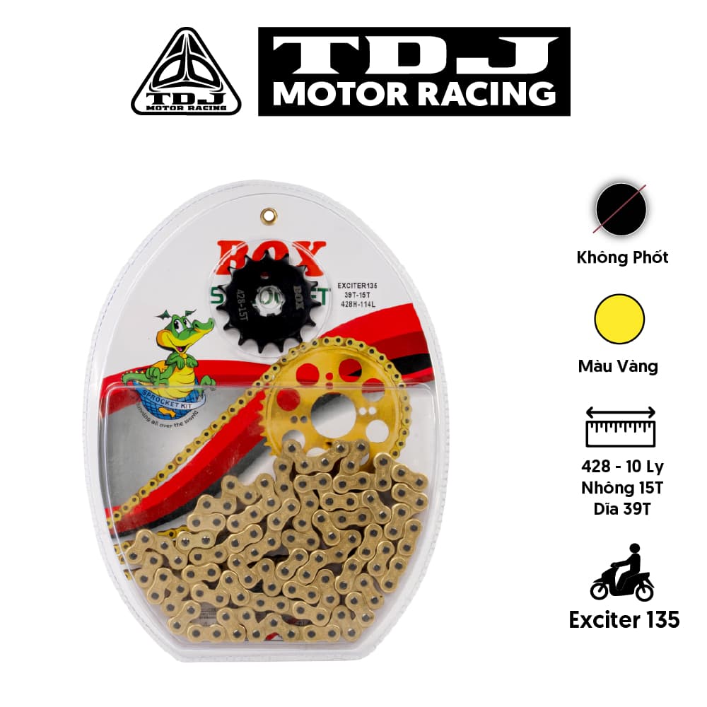 Bộ Nhông Sên Dĩa Kiểu EXCITER 135( 4 Số ) (Màu Vàng) Thương Hiệu BOX